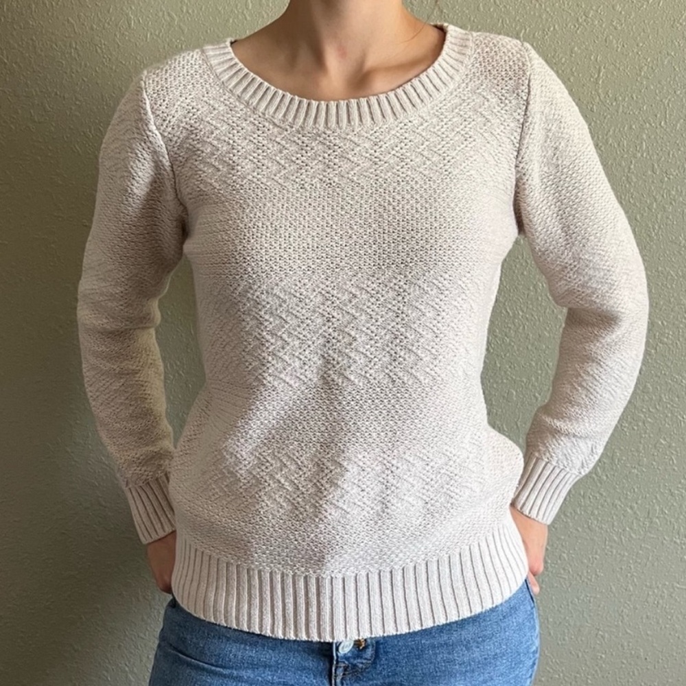 Fossil Cable Knit Cream Sweater Size Medium